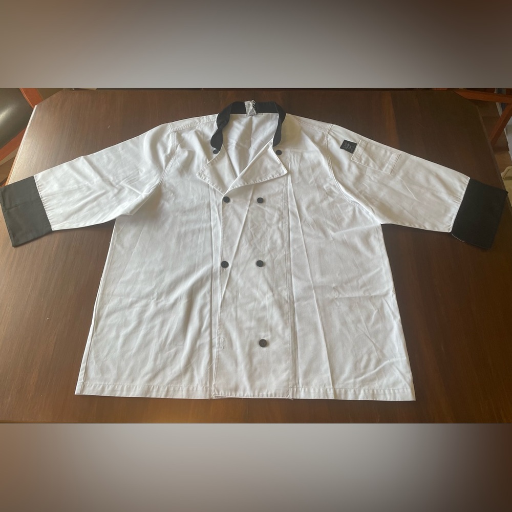 Chefs Coat Jacket White with Black Trim 2XL Chef 24/7 Revival Cotton Polyester